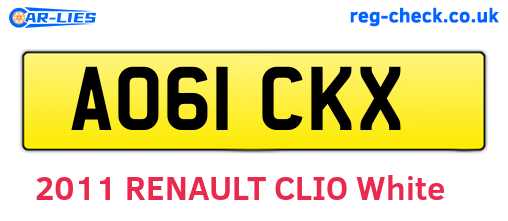 AO61CKX are the vehicle registration plates.