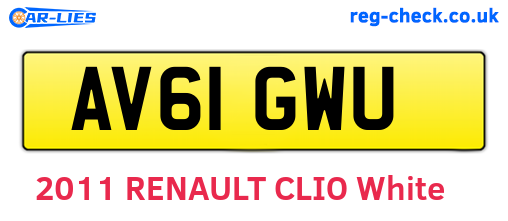 AV61GWU are the vehicle registration plates.