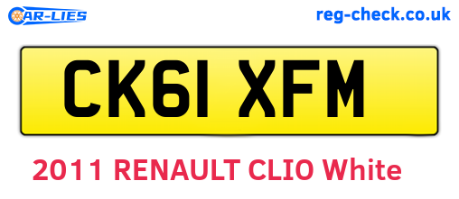 CK61XFM are the vehicle registration plates.