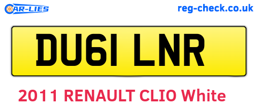 DU61LNR are the vehicle registration plates.