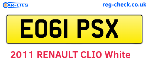 EO61PSX are the vehicle registration plates.