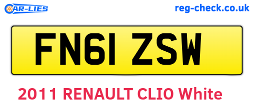 FN61ZSW are the vehicle registration plates.