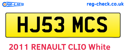 HJ53MCS are the vehicle registration plates.