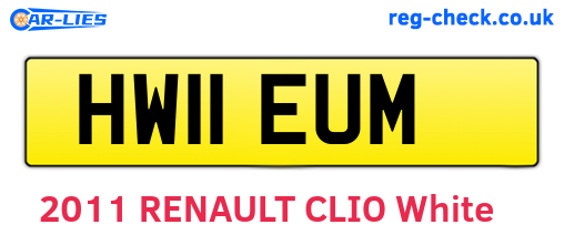 HW11EUM are the vehicle registration plates.
