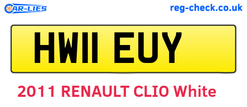 HW11EUY are the vehicle registration plates.