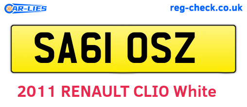 SA61OSZ are the vehicle registration plates.