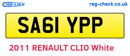 SA61YPP are the vehicle registration plates.