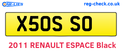 X50SSO are the vehicle registration plates.