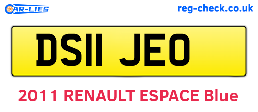 DS11JEO are the vehicle registration plates.