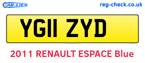 YG11ZYD are the vehicle registration plates.