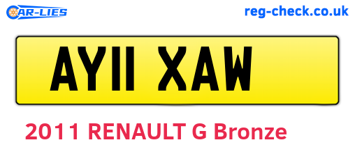 AY11XAW are the vehicle registration plates.