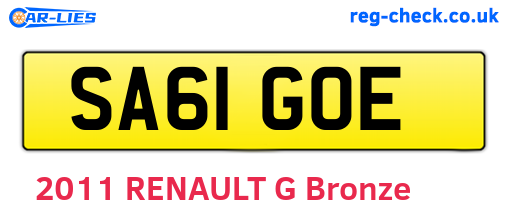 SA61GOE are the vehicle registration plates.