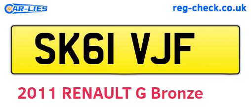 SK61VJF are the vehicle registration plates.