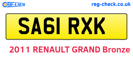 SA61RXK are the vehicle registration plates.