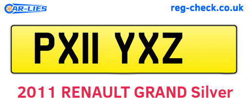 PX11YXZ are the vehicle registration plates.