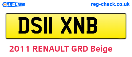 DS11XNB are the vehicle registration plates.