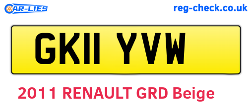 GK11YVW are the vehicle registration plates.