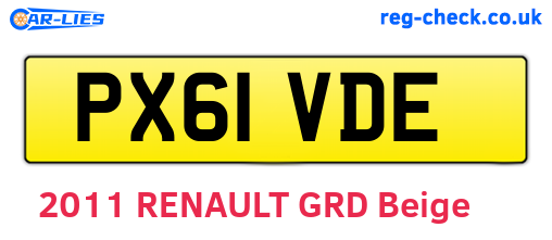 PX61VDE are the vehicle registration plates.