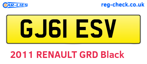 GJ61ESV are the vehicle registration plates.