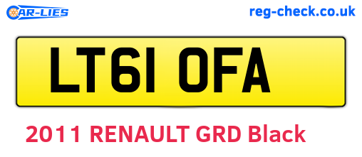 LT61OFA are the vehicle registration plates.