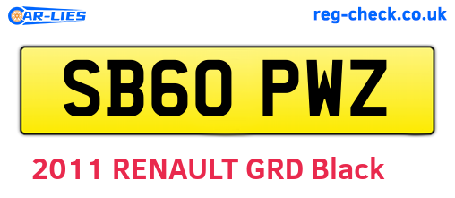 SB60PWZ are the vehicle registration plates.