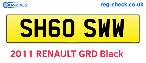 SH60SWW are the vehicle registration plates.