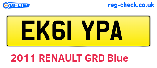EK61YPA are the vehicle registration plates.