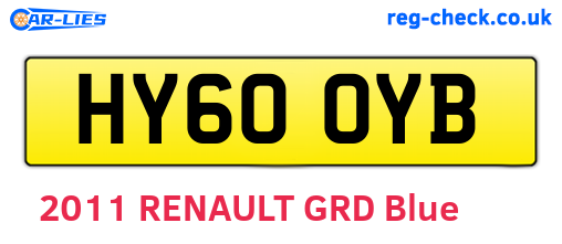 HY60OYB are the vehicle registration plates.