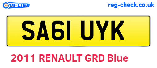 SA61UYK are the vehicle registration plates.