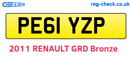 PE61YZP are the vehicle registration plates.