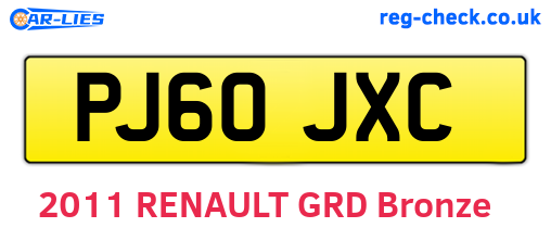 PJ60JXC are the vehicle registration plates.
