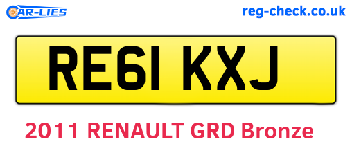 RE61KXJ are the vehicle registration plates.