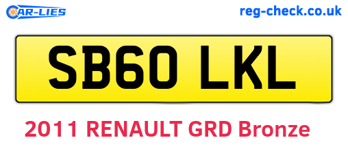 SB60LKL are the vehicle registration plates.