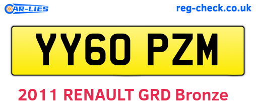 YY60PZM are the vehicle registration plates.