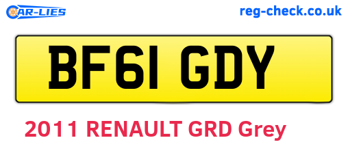 BF61GDY are the vehicle registration plates.