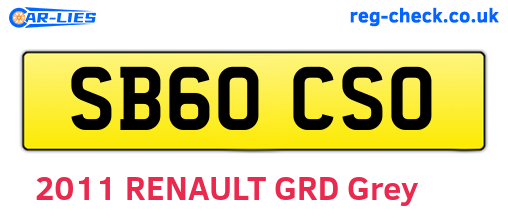 SB60CSO are the vehicle registration plates.