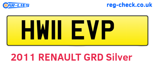 HW11EVP are the vehicle registration plates.