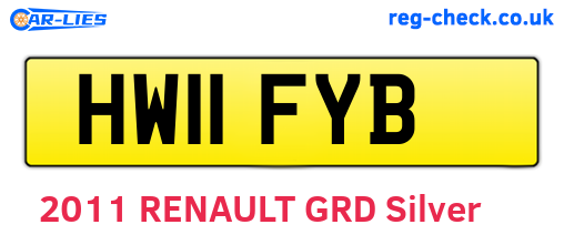 HW11FYB are the vehicle registration plates.