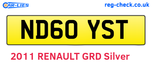 ND60YST are the vehicle registration plates.