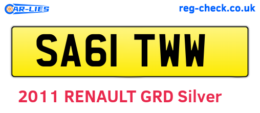 SA61TWW are the vehicle registration plates.