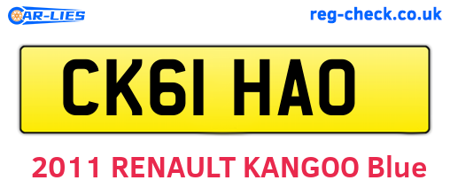 CK61HAO are the vehicle registration plates.