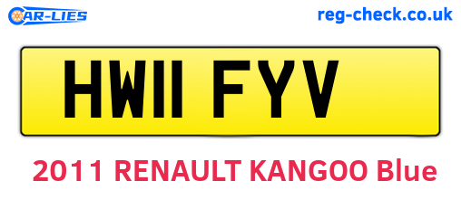 HW11FYV are the vehicle registration plates.
