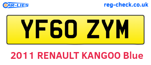 YF60ZYM are the vehicle registration plates.