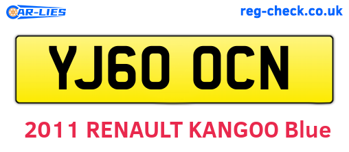 YJ60OCN are the vehicle registration plates.