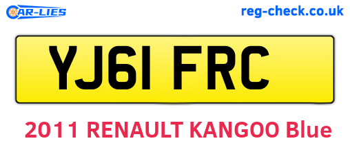 YJ61FRC are the vehicle registration plates.