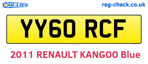 YY60RCF are the vehicle registration plates.