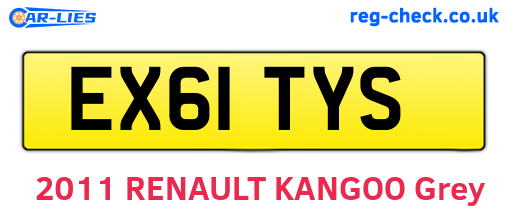 EX61TYS are the vehicle registration plates.
