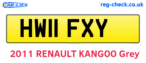 HW11FXY are the vehicle registration plates.