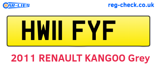 HW11FYF are the vehicle registration plates.
