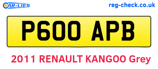 P600APB are the vehicle registration plates.